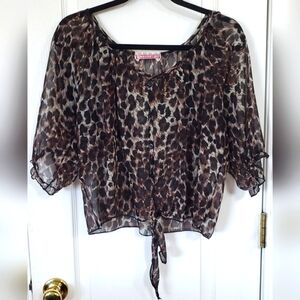 Mauve brand, Leopard Print Sheer Women's Top sz XL